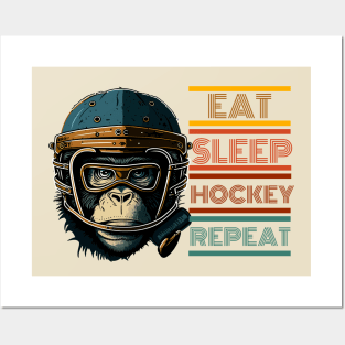 Hockey Monkey: Eat, Sleep, Repeat Print Design! Posters and Art